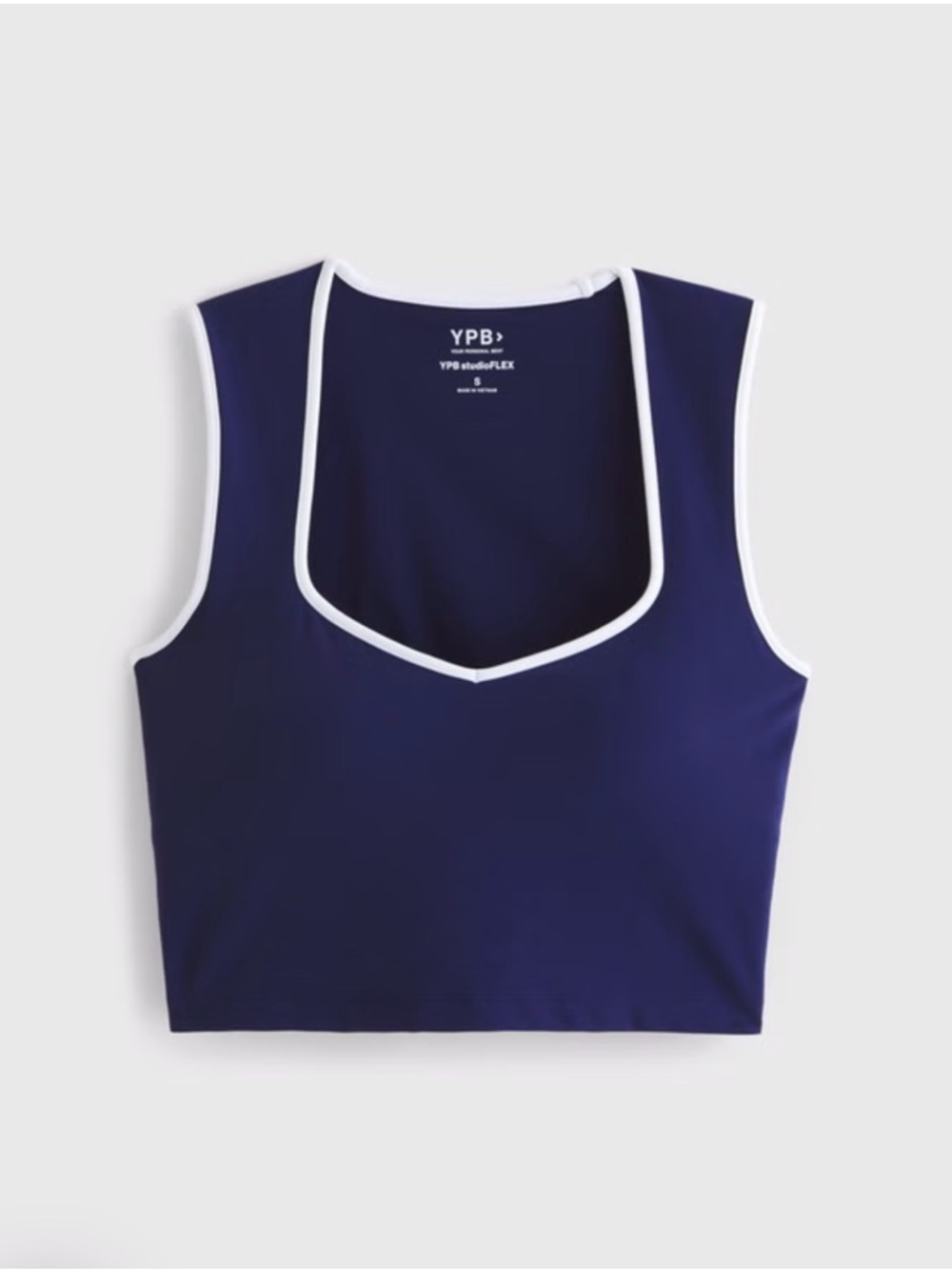 Abercrombie Fitness Contrast-Trim Navy Cropped Tank Top with Built in Bra